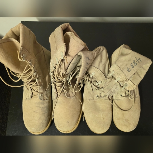 Beige Combat Army Boots, Two Pair Size 10 - Picture 3 of 8